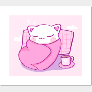 Cozy comfy cute cat Posters and Art